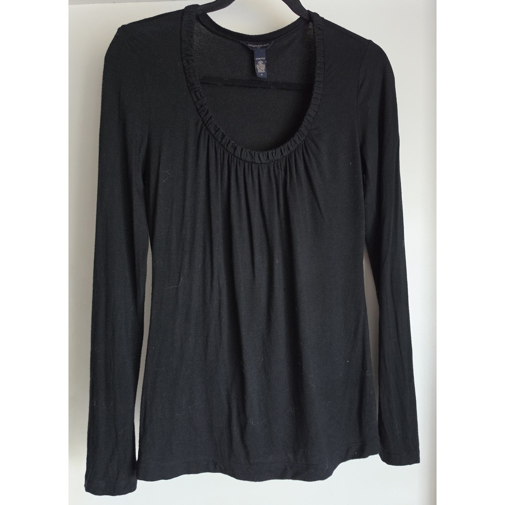 Banana Republic Women S Black Long Sleeve Scoop Neck Top Shirt Blouse Casual